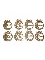 KIT BOLA NATAL LAÇO (FÉ, GRATIDAO, PAZ , AMOR) 8 PÇS RF275