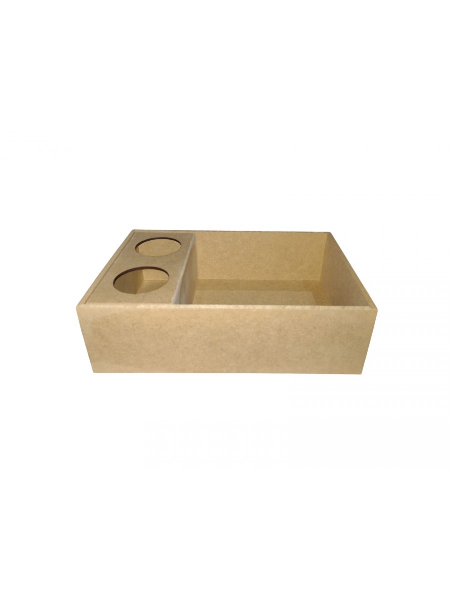 CESTA PETISQUEIRA COM SUPORTE PARA 2 GARRAFAS MDF CRU PRESENTE PS770
