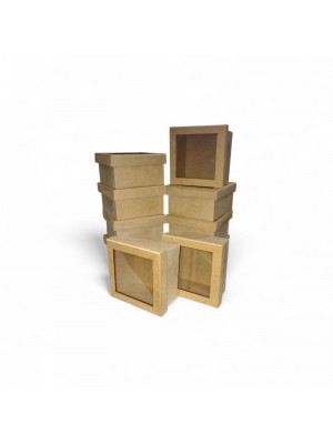 Kit com 10 Caixas 9x9x5 com Tampa de Acetato RF407