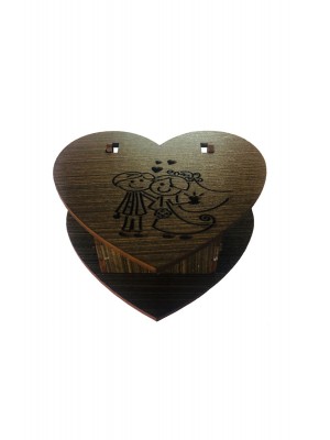 CAIXA PARA LEMBRACINHA NOIVINHOS PERSONALIZADA PINTADA COR DE MADEIRA RF257